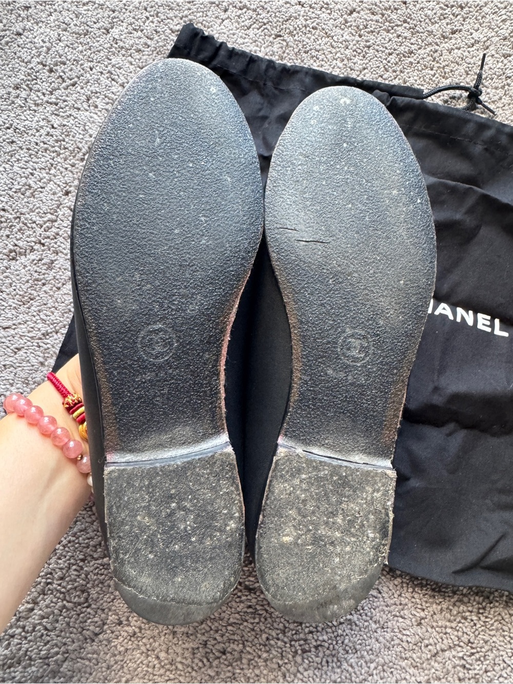 CHANEL Black and Navy Cap-Toe Ballet Flats - Picture 3 of 7